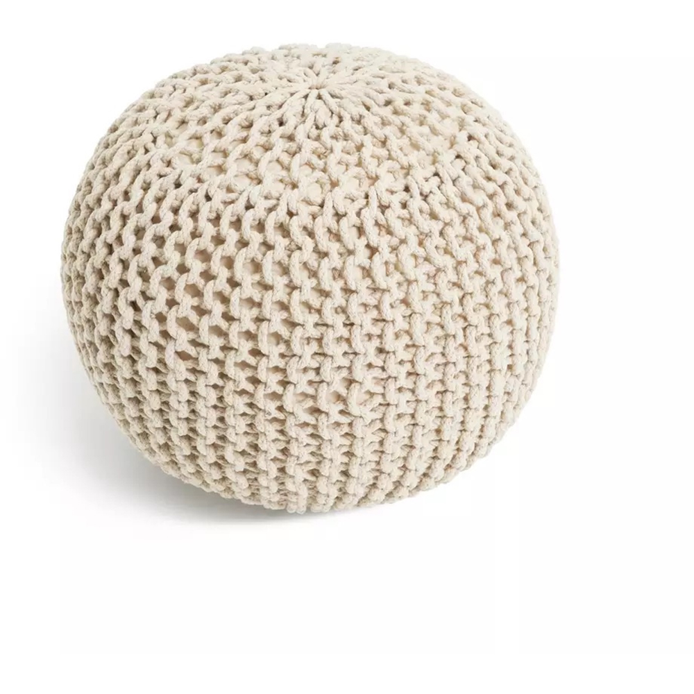 Kaikoo Knitted Cream Knitted Pod Pouffe Image 2