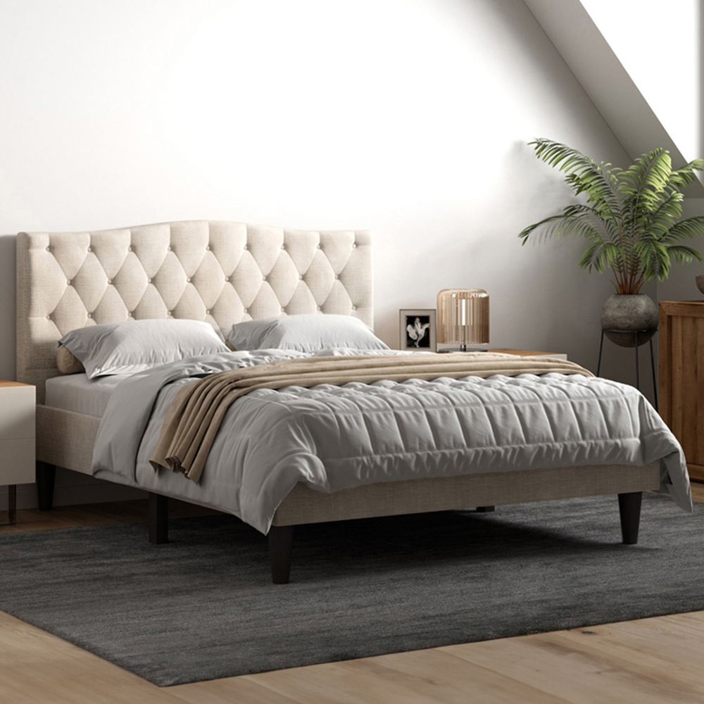 Flair Barkby King Size Beige Fabric Bed Wilko