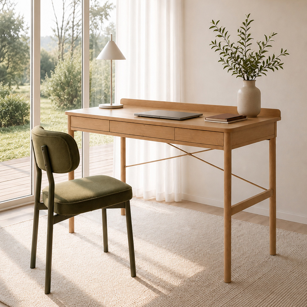 Florence Paul Oak Office Desk Image 8
