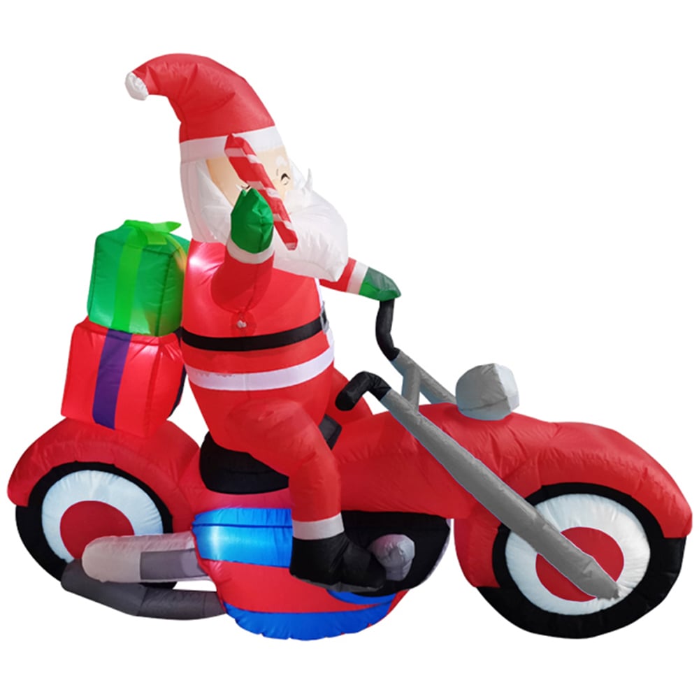 Living and Home Inflatable Santa Claus On Motorbike LED Christmas Decoration 5.9ft Image 4