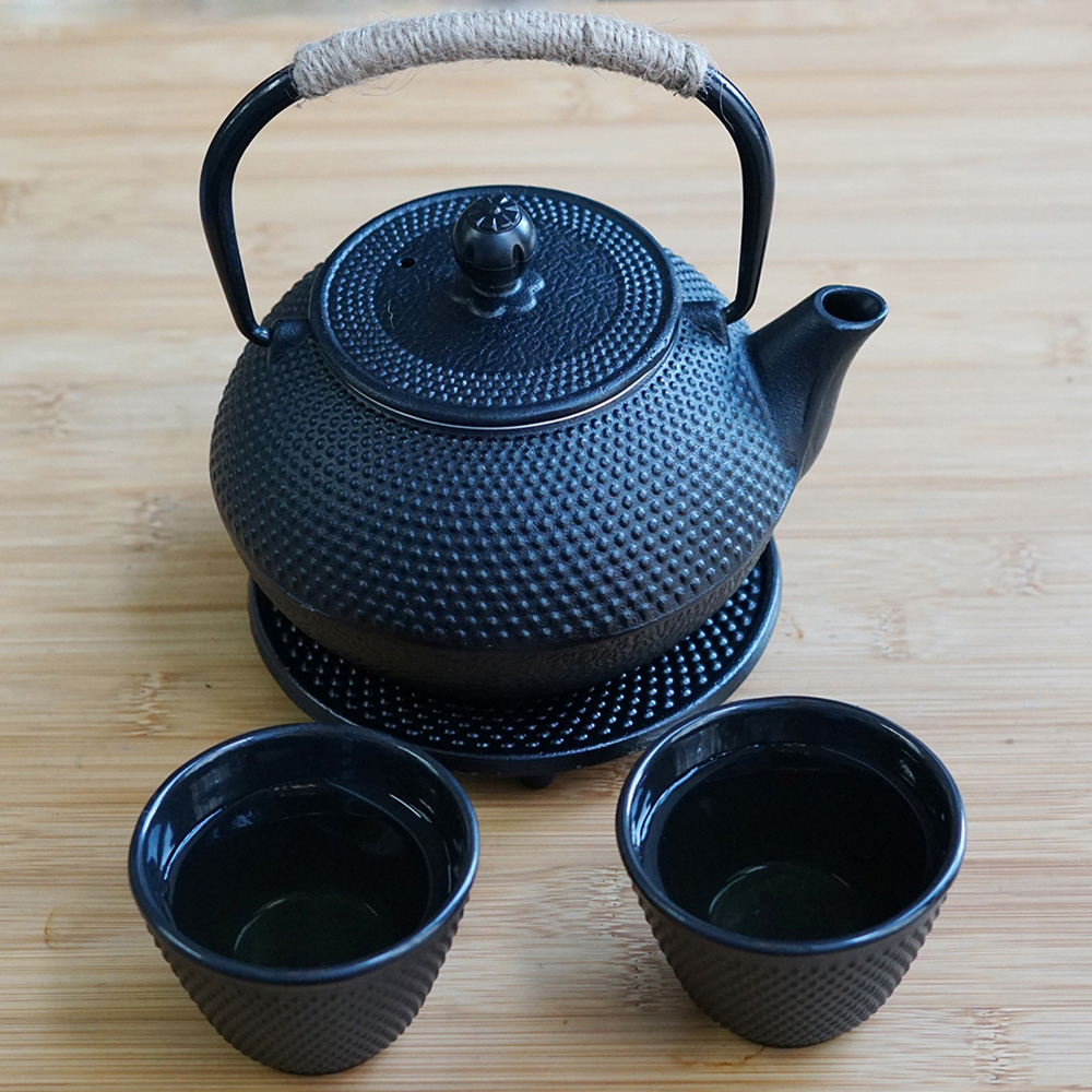 Gr8 Home Black 5-in-1 Cast Iron Japanese Style Teapot Set with Cup Image 3