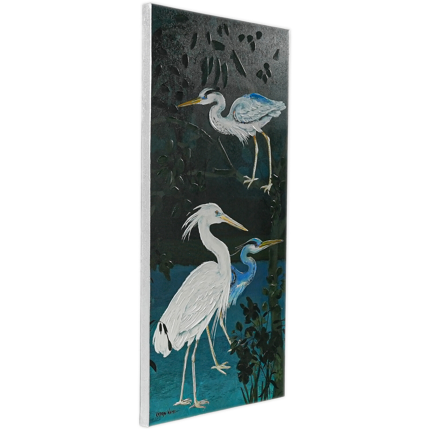 Kathryn White Botanical Crane Duo Canvas Image 3