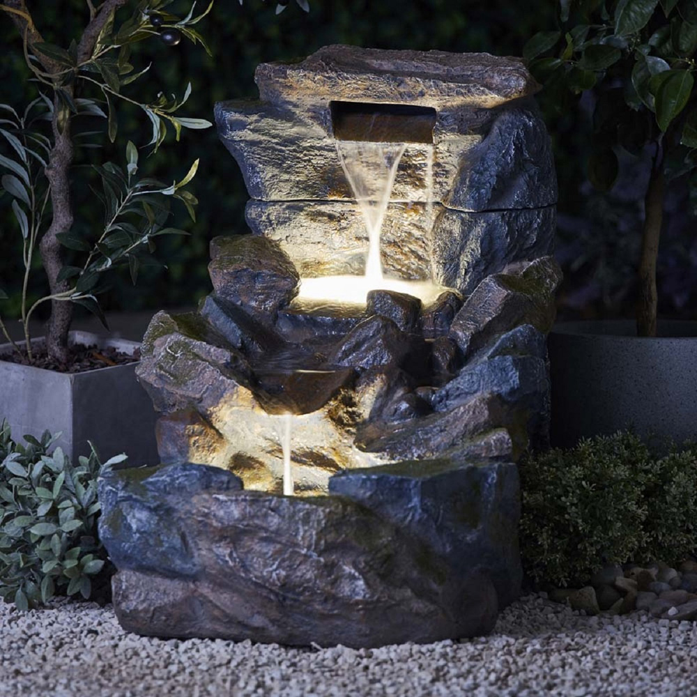 Garden Gear Large Tumbling Rock Wall LED Water Feature Image 4