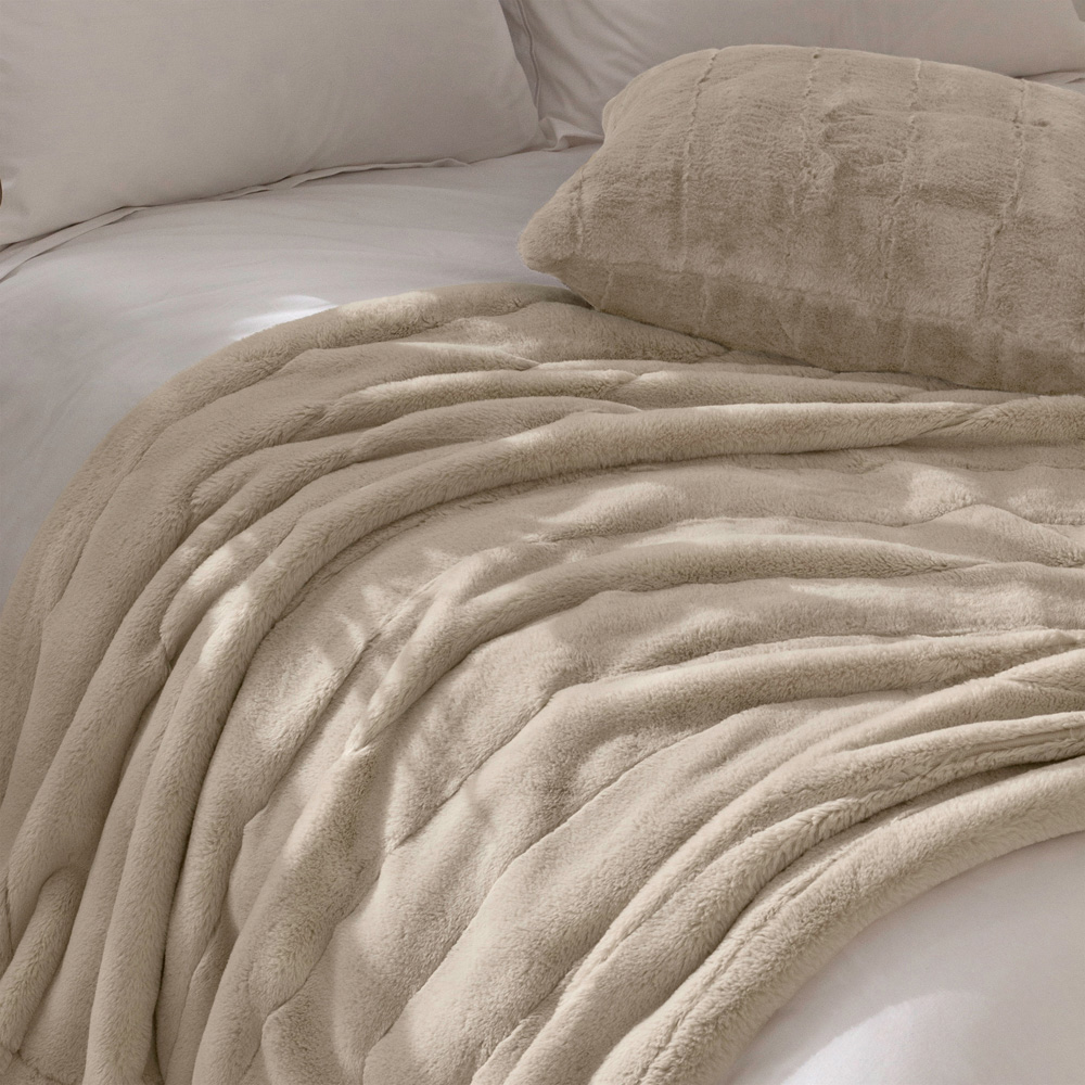Paoletti Empress Oatmeal Faux Fur Cushion 55 x 55cm Image 5