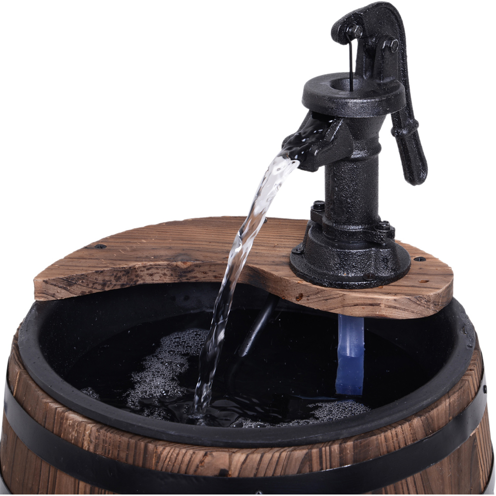 Outsunny Wood Barrel Electric Water Fountain Image 3