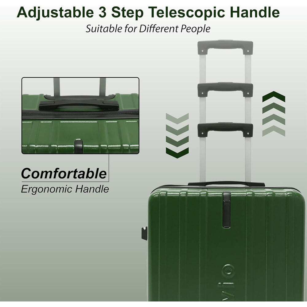 Alivio Set of 3 Green Hard Shell Luggage Suitcase Image 5