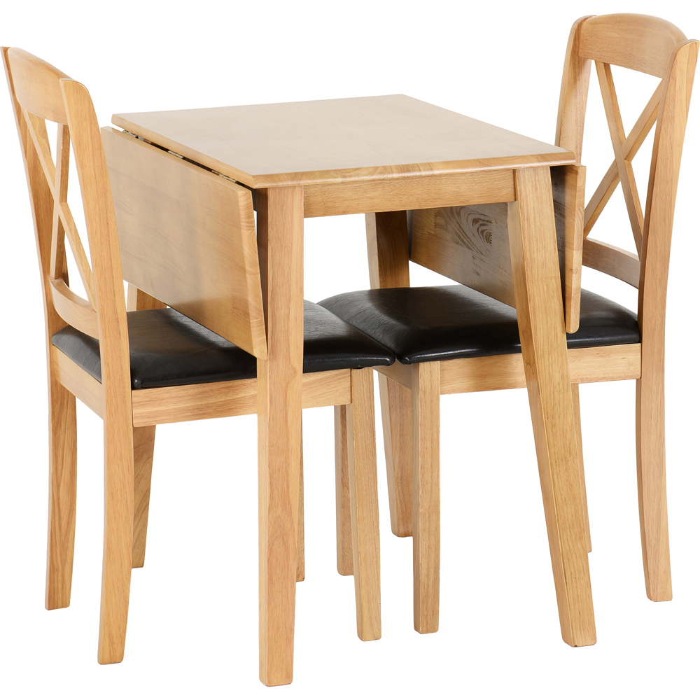 Seconique Mason 2 Seater Dining Set Oak Varnish and Brown Image 3