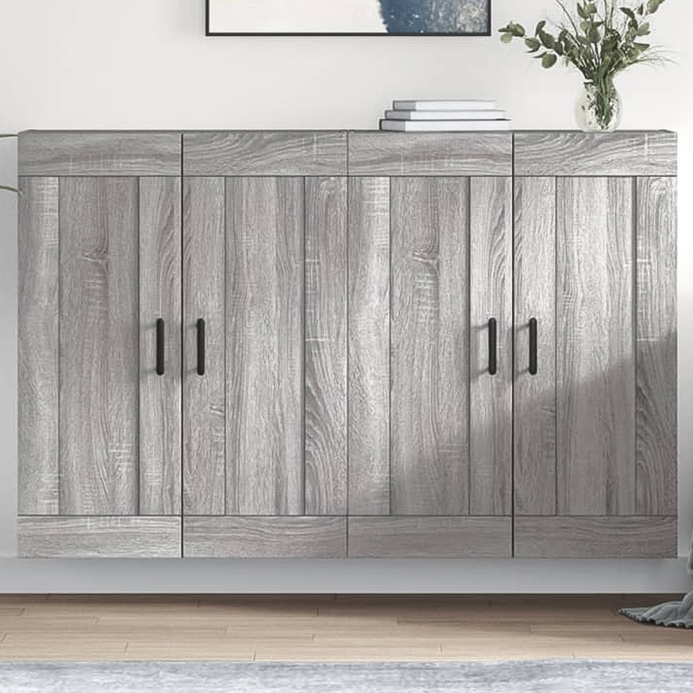 vidaXL 2 Door Grey Sonoma Wall Mounted Cabinet 2 Pack Image 1