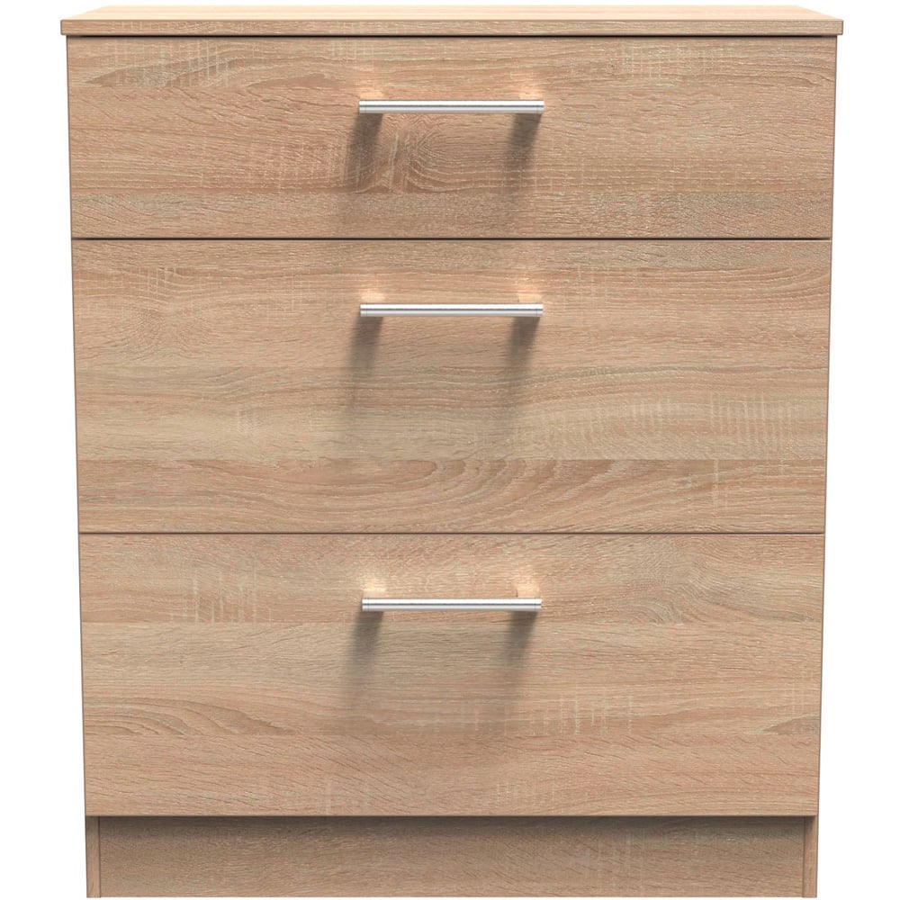 Crowndale Devon 3 Drawer Bardolino Oak Deep Chest of Drawers Image 3