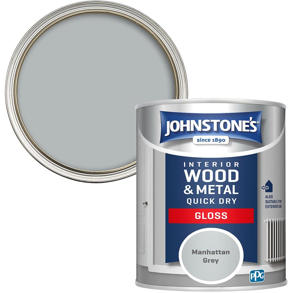 Johnstone's Quick Dry Wood & Metal Manhattan Grey Paint 750ml Image 1