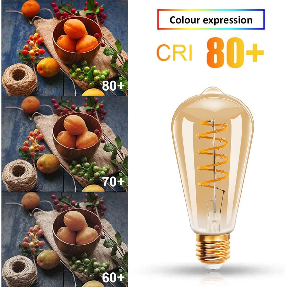 ExtraStar 6 Pack 4W LED Spiral Filament Light Bulb Image 5