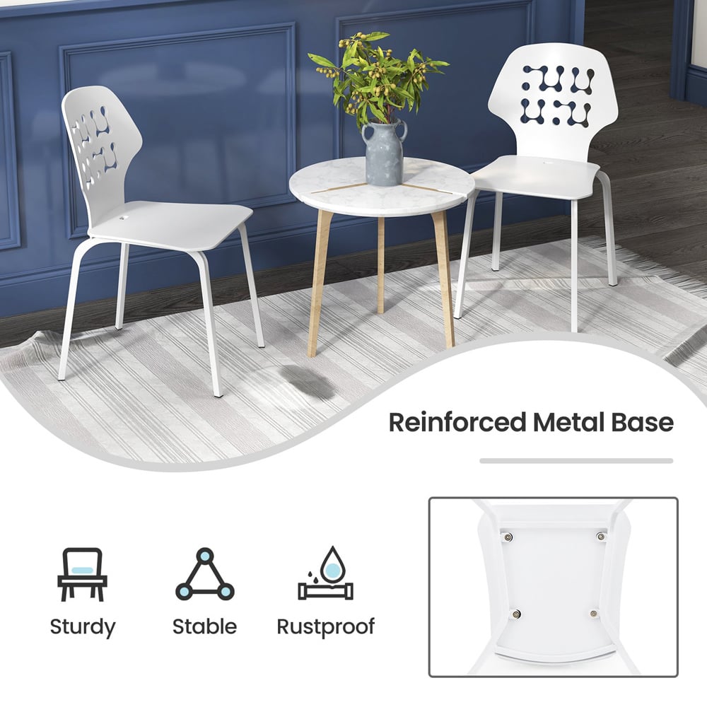 Costway Set of 4 White Hollowed Backrest Dining Chairs Image 6