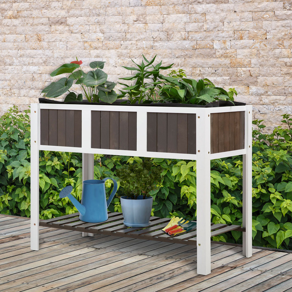Outsunny Raised Wooden Planter 24cm Image 2