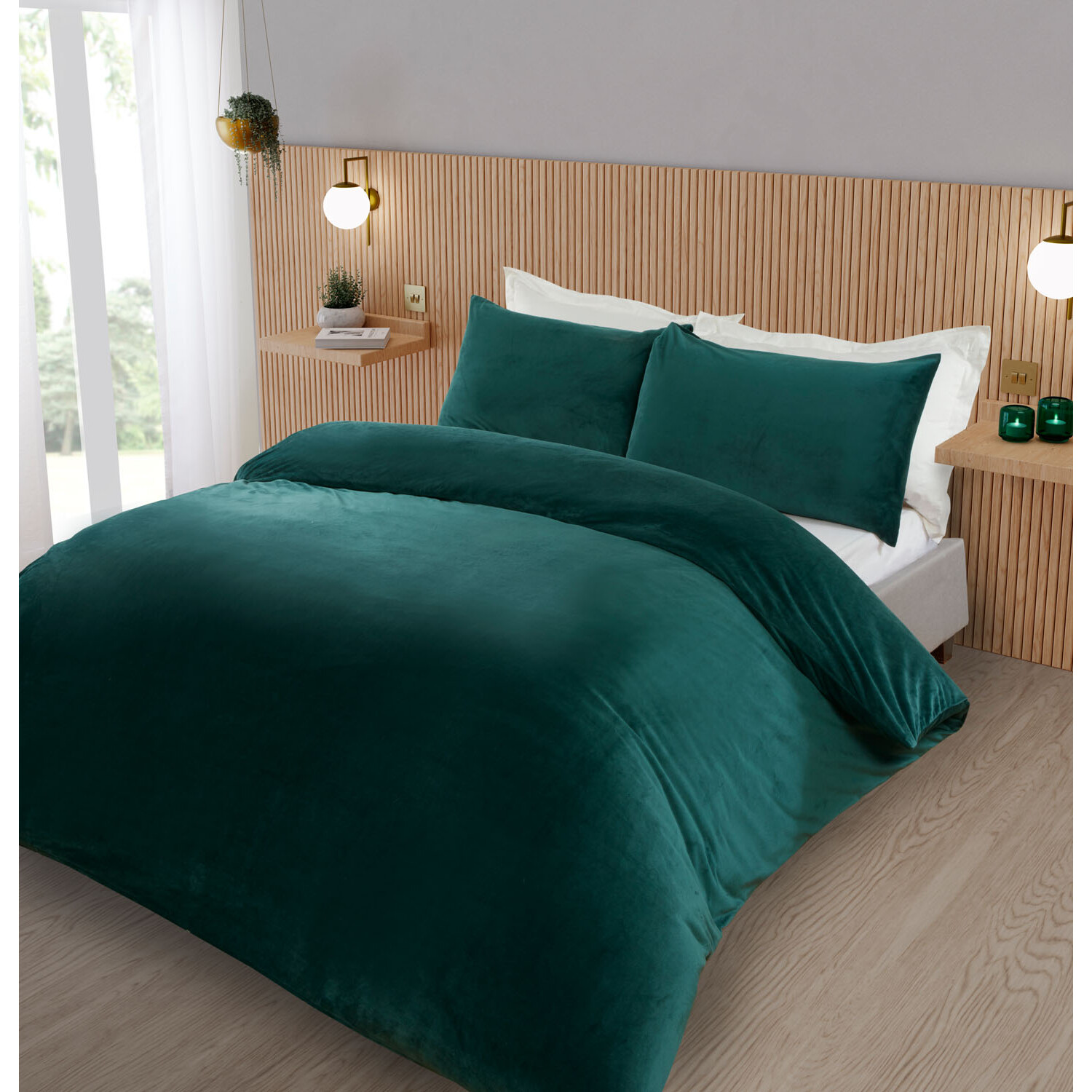 Helsinki King Size Teal Fleece Duvet Cover Set Image 2
