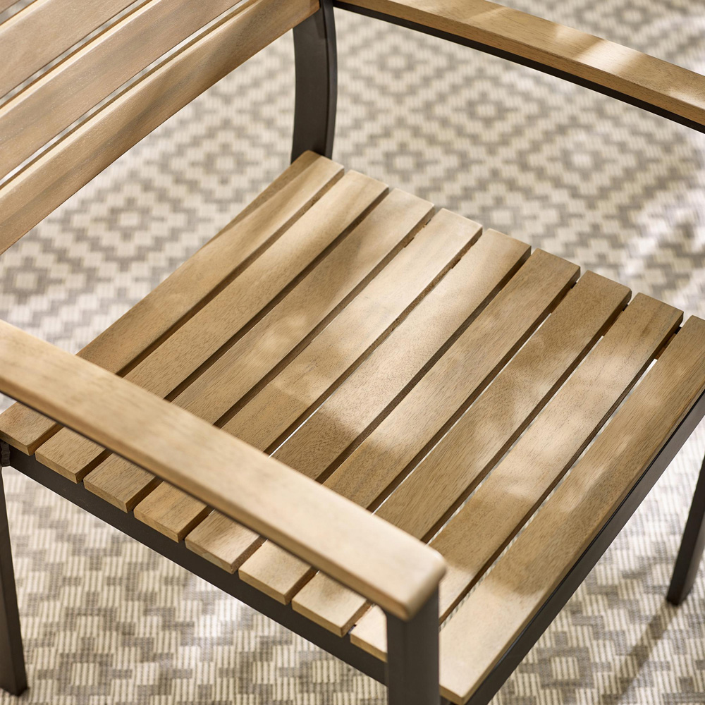 Furniturebox Mallow 2 Seater Wood Outdoor Dining Set Black and Teak Image 2