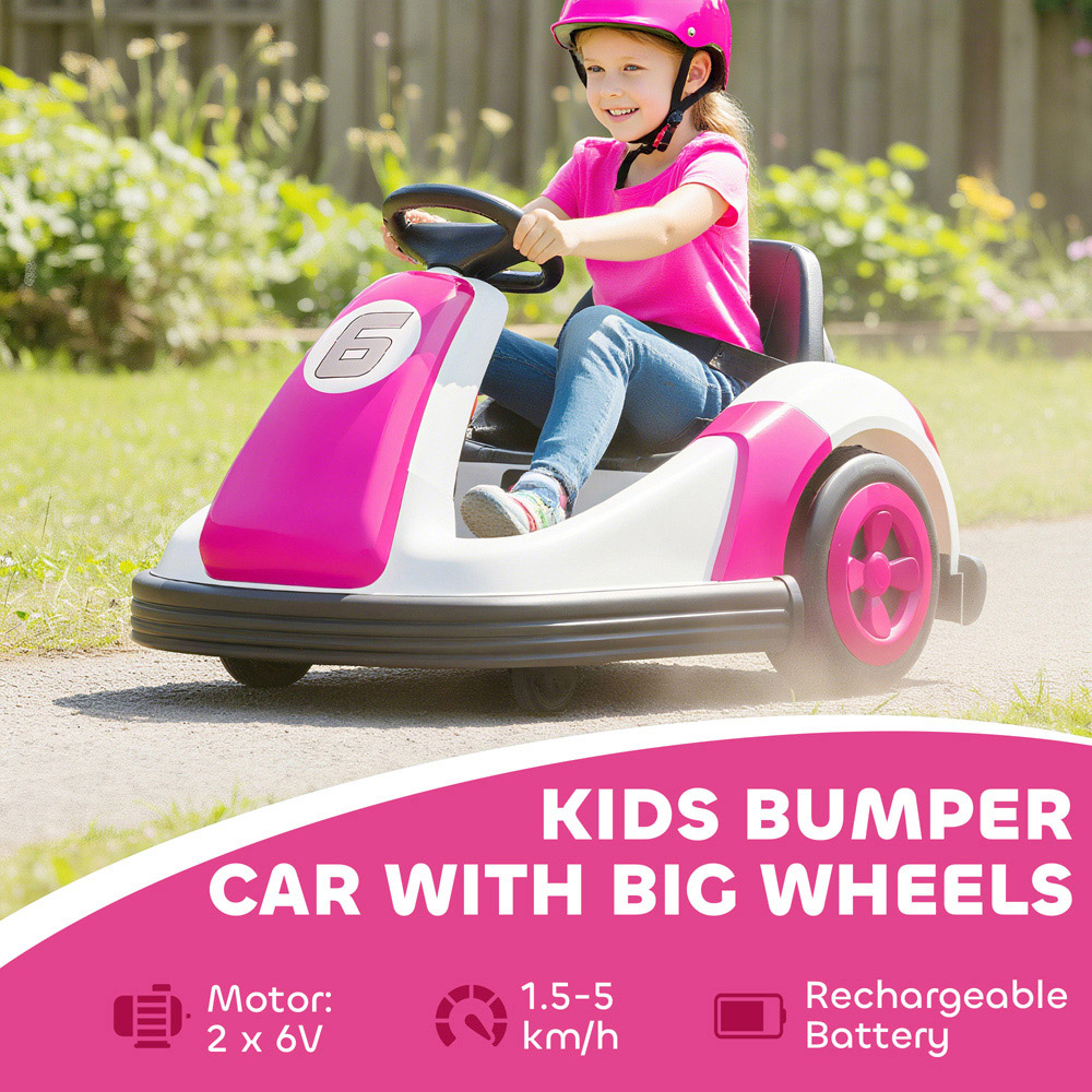 Tommy Toys Kids Pink 360 Degree Rotating Ride On Bumper Car with Safety Belt Image 4