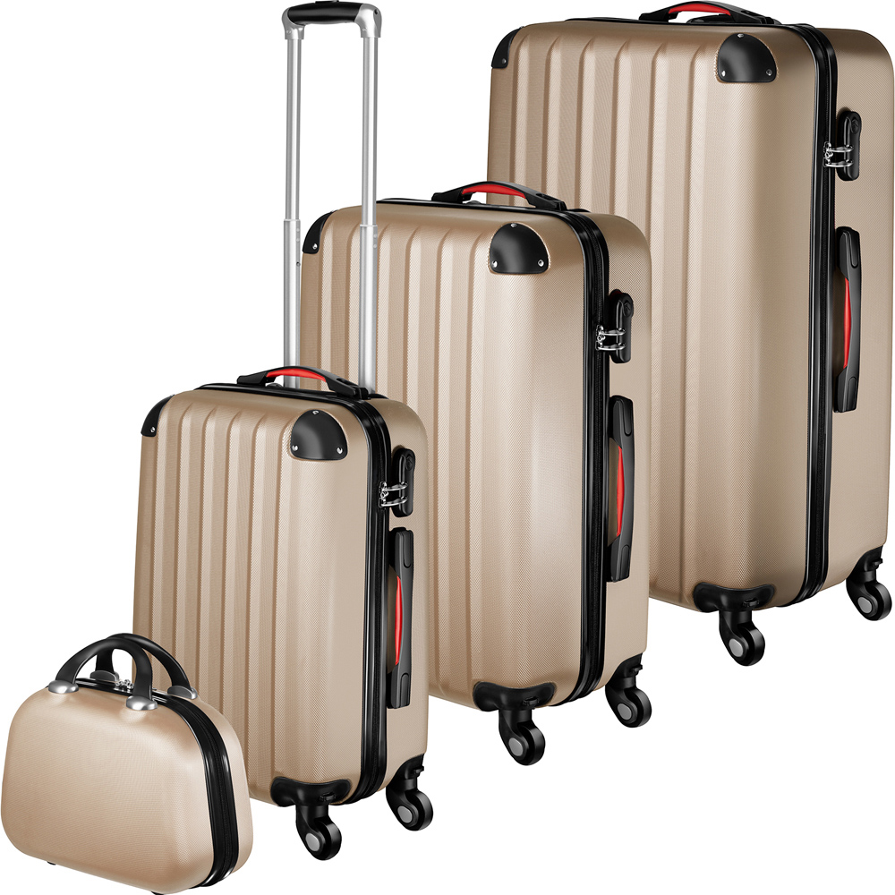Tectake Pucci Set of 4 Champagne Hard Shell Travel Suitcase Set Image 1