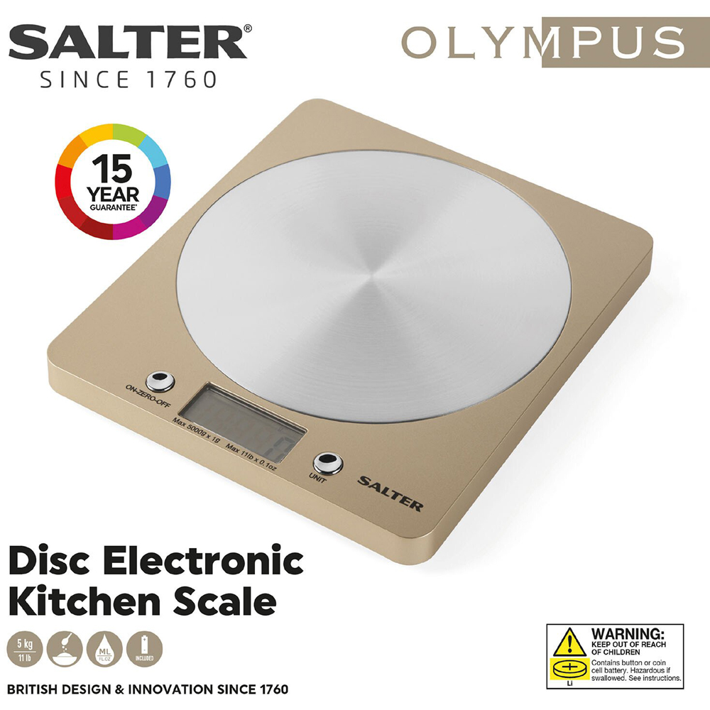 Salter Olympus Disc Electronic Scale - Neutral and Silver Image 8