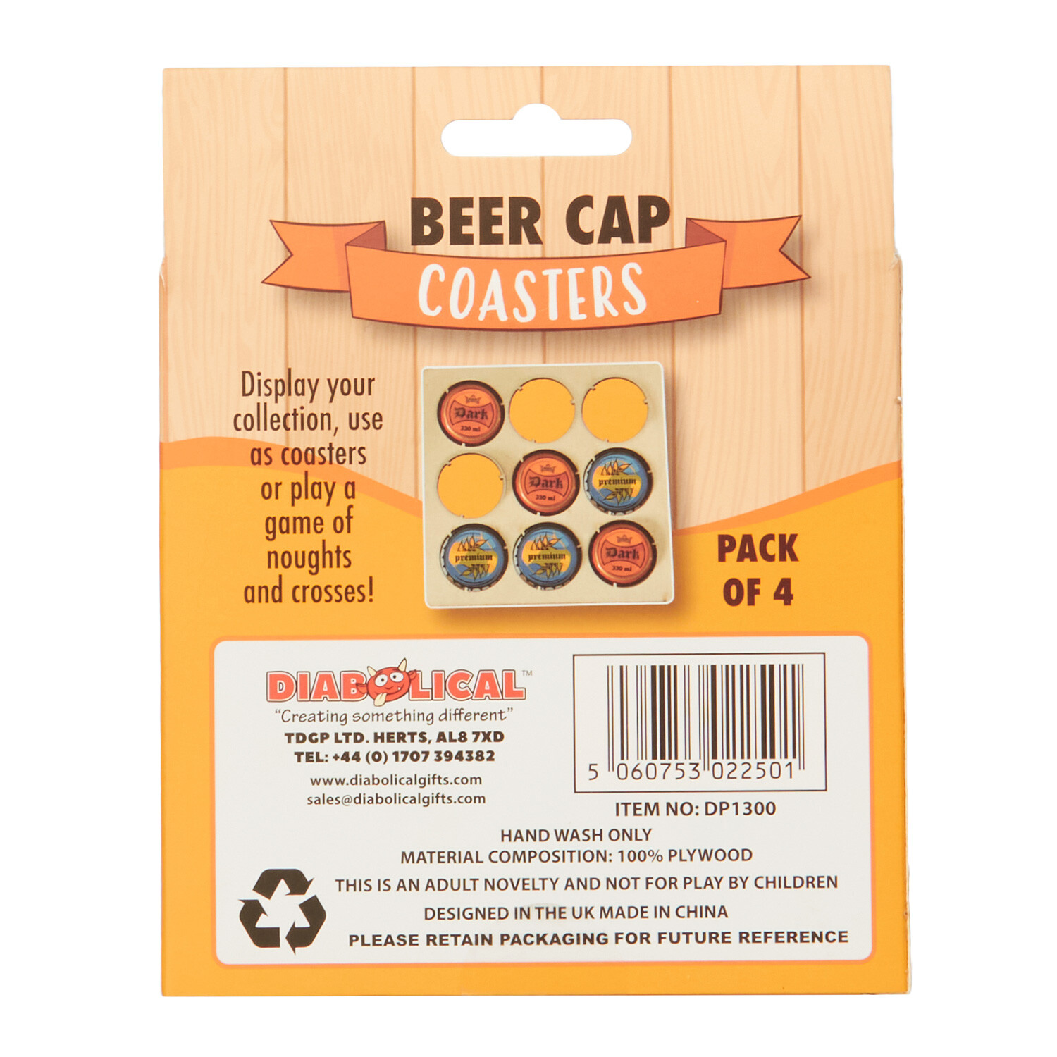 4 Pack Brown Beer Cap Coasters Image 4