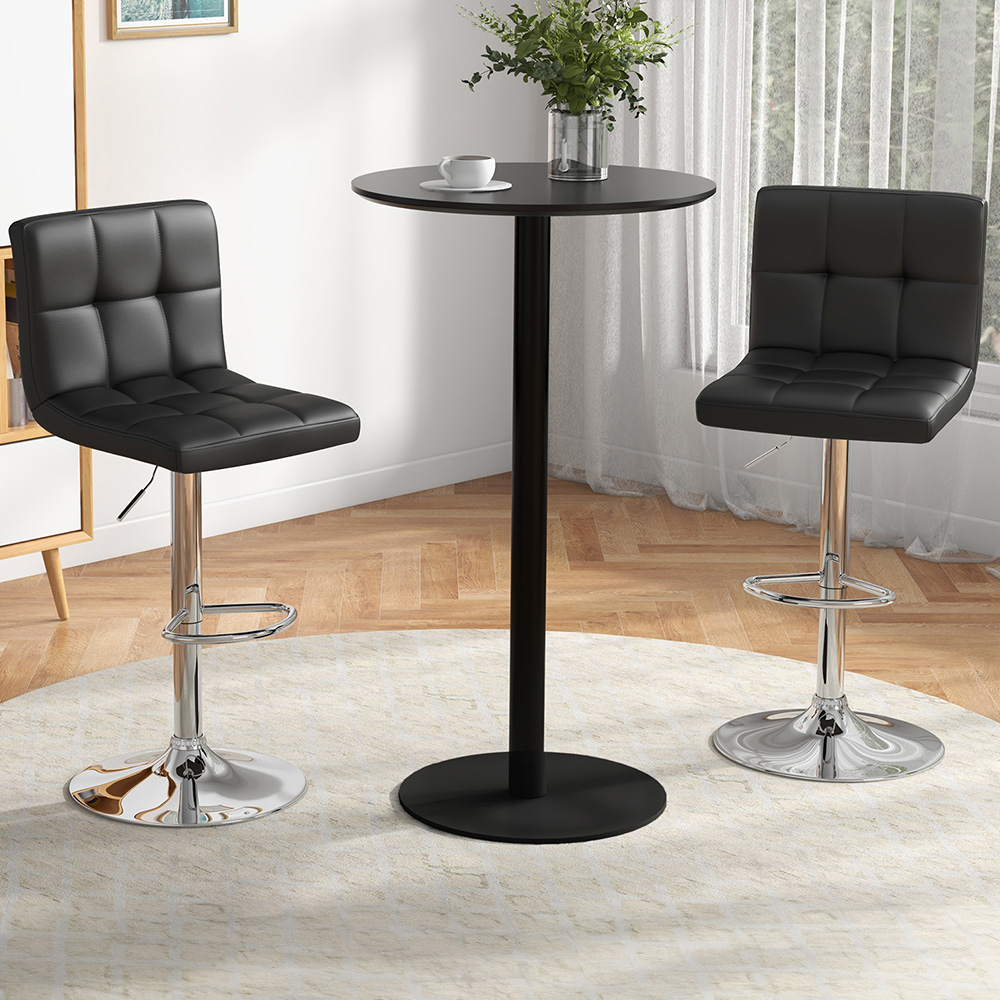 Costway Black PU Leather Bar Stool Set of 2 Image 1