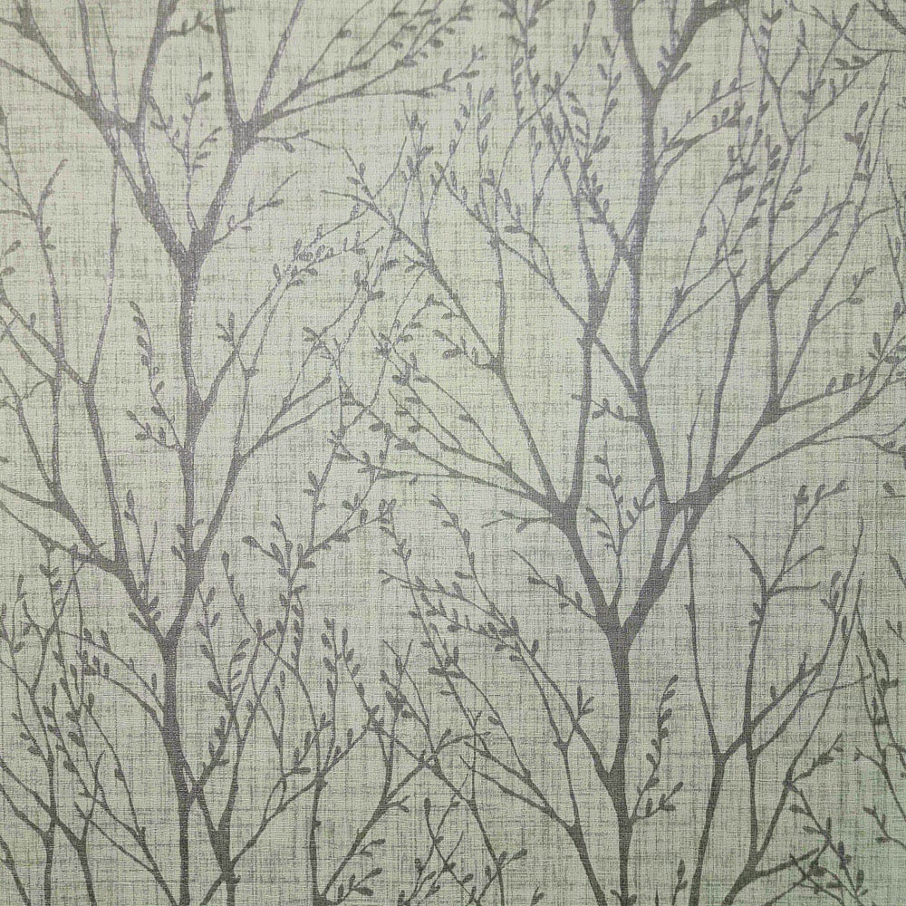 Crown Lynford Trees Fabric Effect Green Wallpaper Image 1