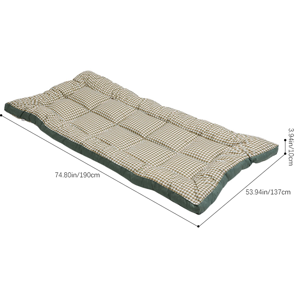 Living and Home Double Green Plaid Quilted Mattress Topper Image 8