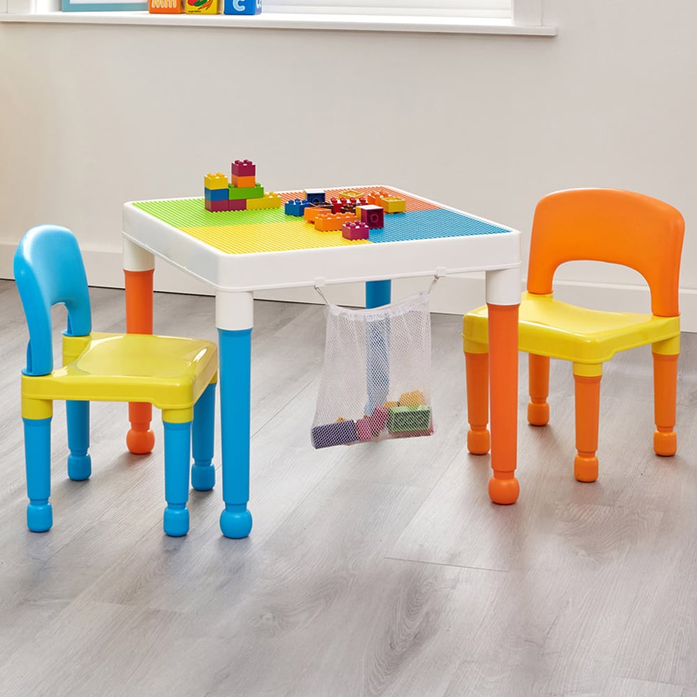 Liberty House Toys Kids 3-in-1 Multicoloured Activity Table and 2 Chairs Set Image 1