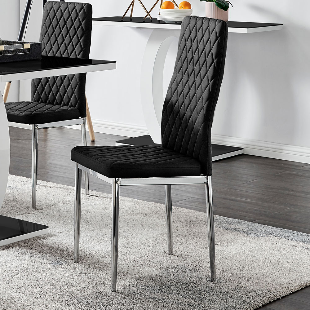 Furniturebox Lucia Valera 4 Seater Dining Set Black Gloss and Chrome Image 3