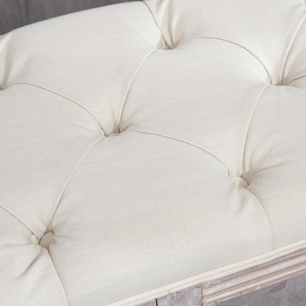 Portland Single Shelf Cream and White Button Tufted Vintage Stool Image 3