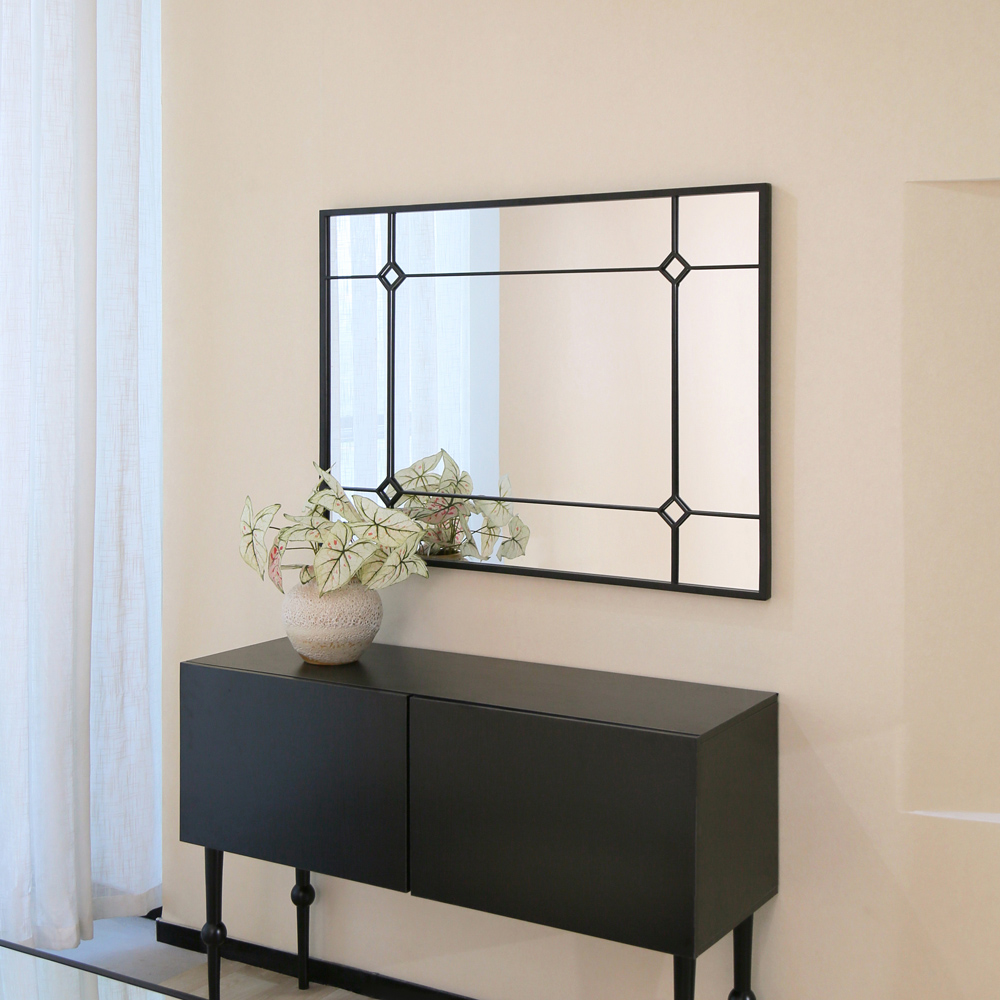 Charles Bentley Budapest Black Rectangular Wall Mirror Image 7