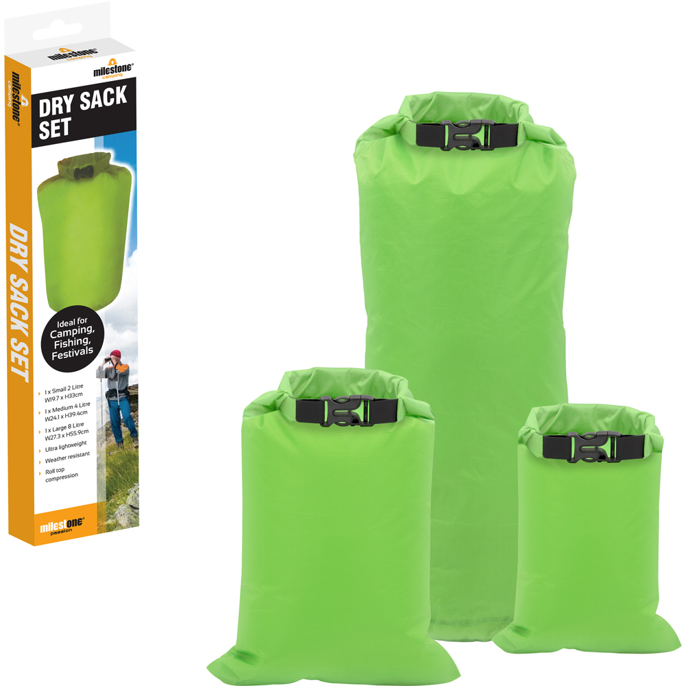 Milestone Camping Dry Sacks 3 Pack Image 2