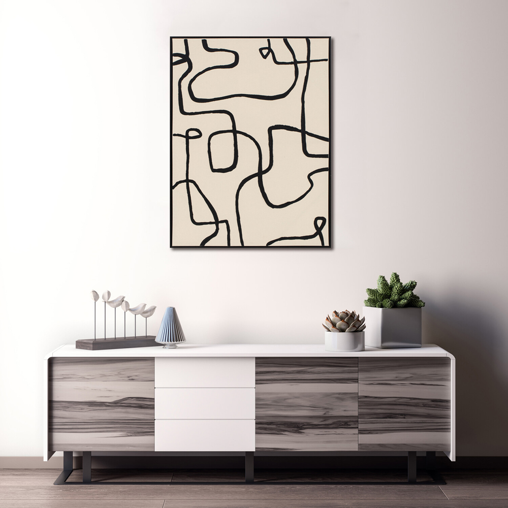 Burlap Hand Painted Wall Art - Beige Image 2