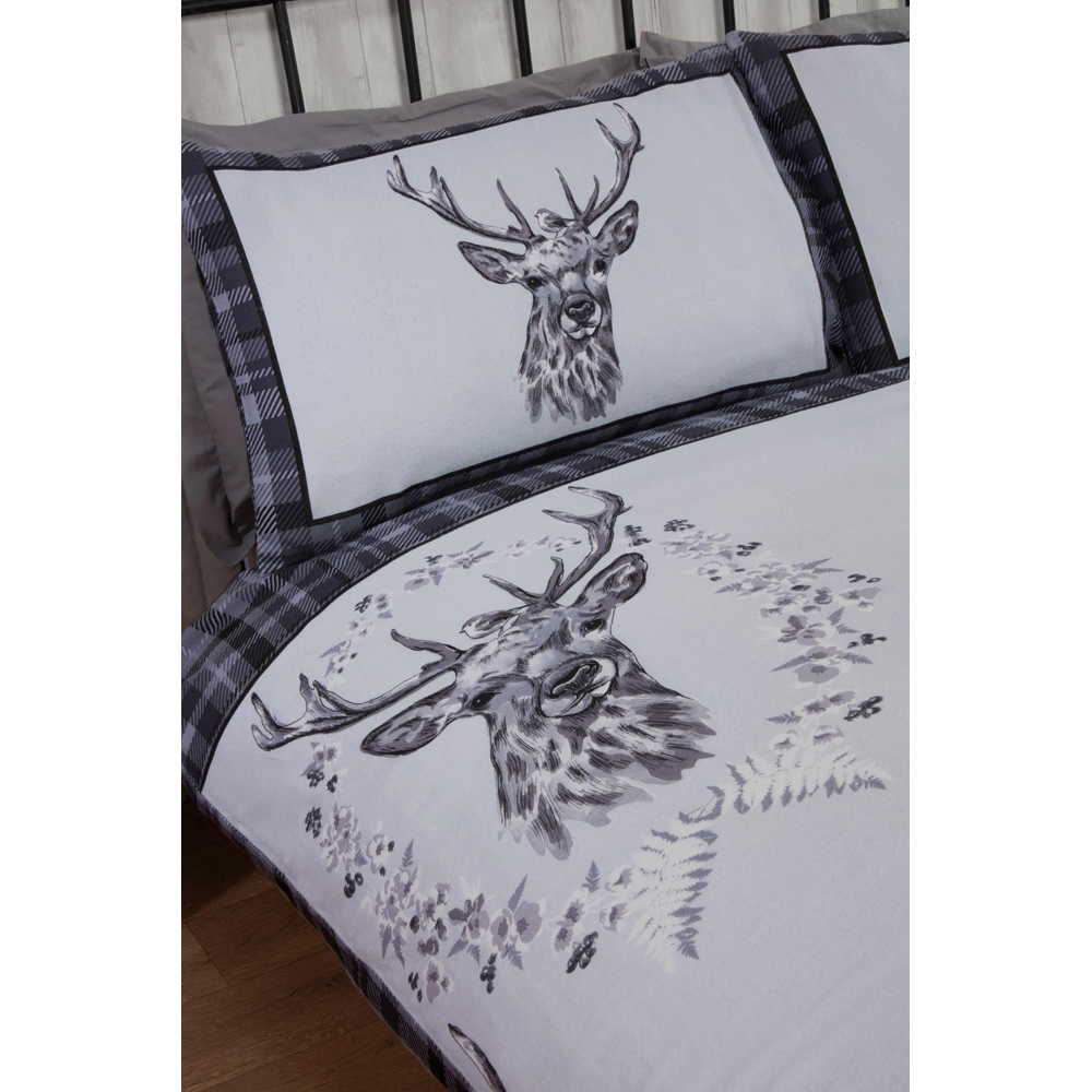Rapport Home Double Grey Brushed Cotton New Angus Stag Duvet Set Image 2