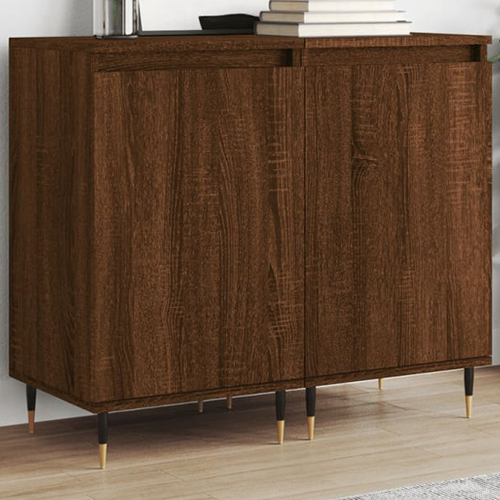 vidaXL Single Door Brown Oak Sideboard Set of 2 Image 1