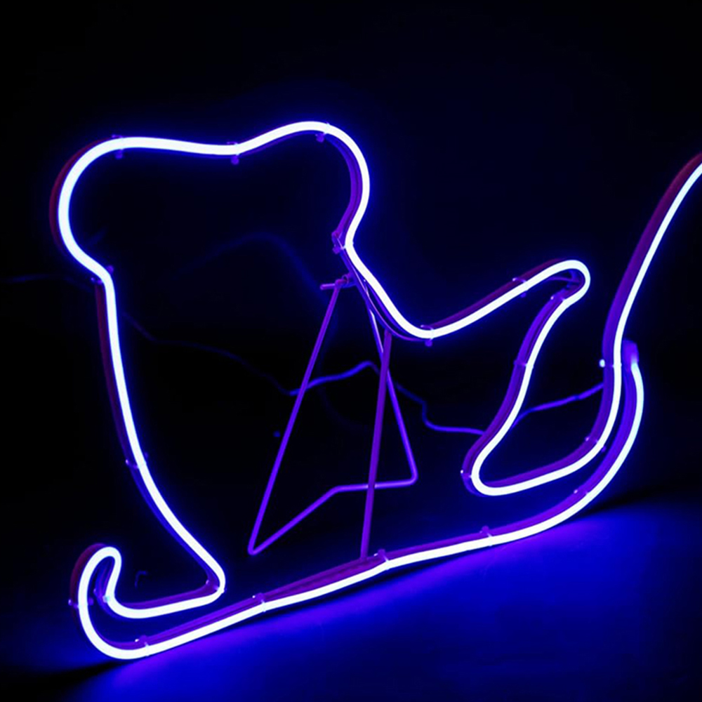 Shatchi Blue LED Reindeer with Sleigh Neon Effect Rope Light Decoration Image 2