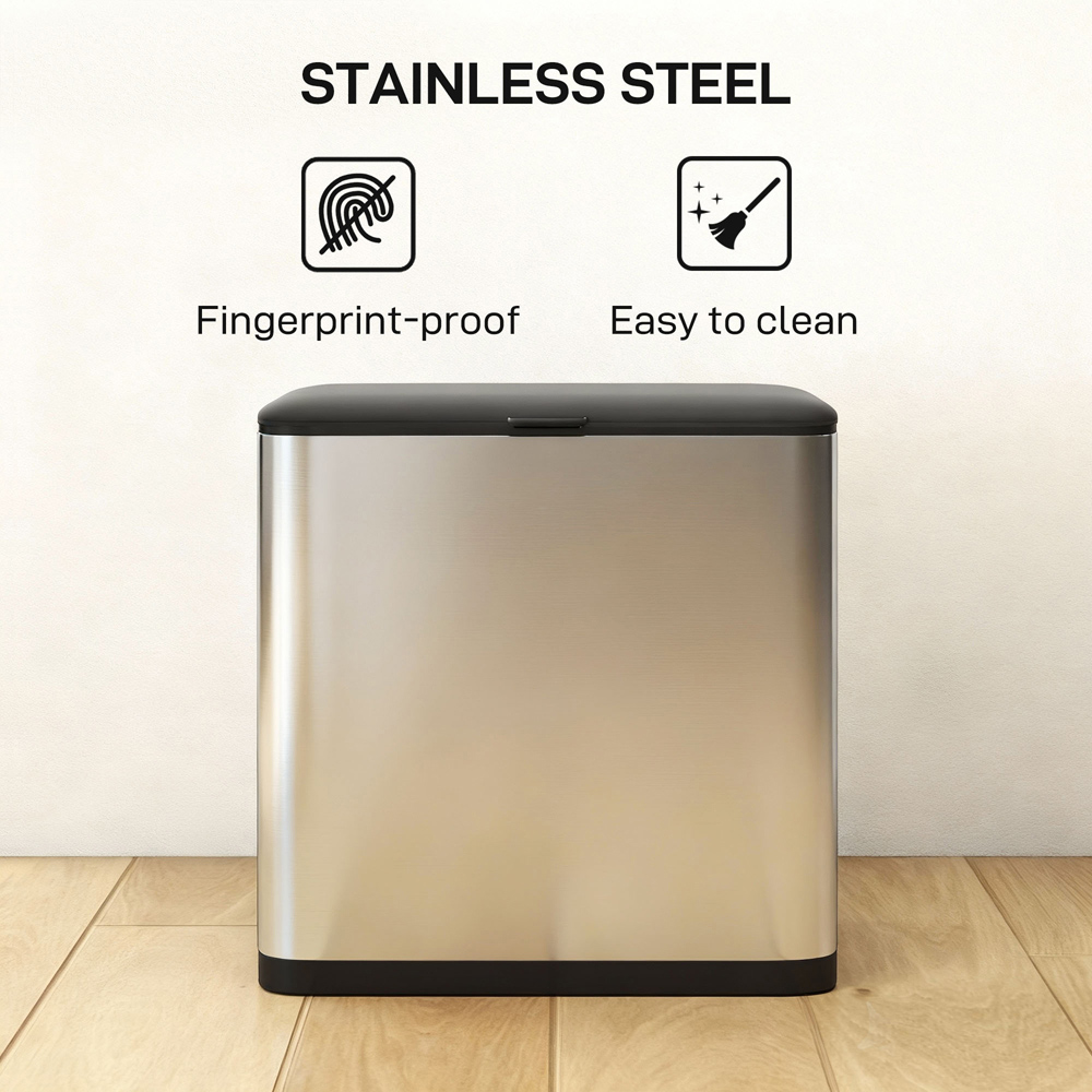 HOMCOM Silver Under Sink Hanging Kitchen Bin with Stay-Open Lid 8L Image 8