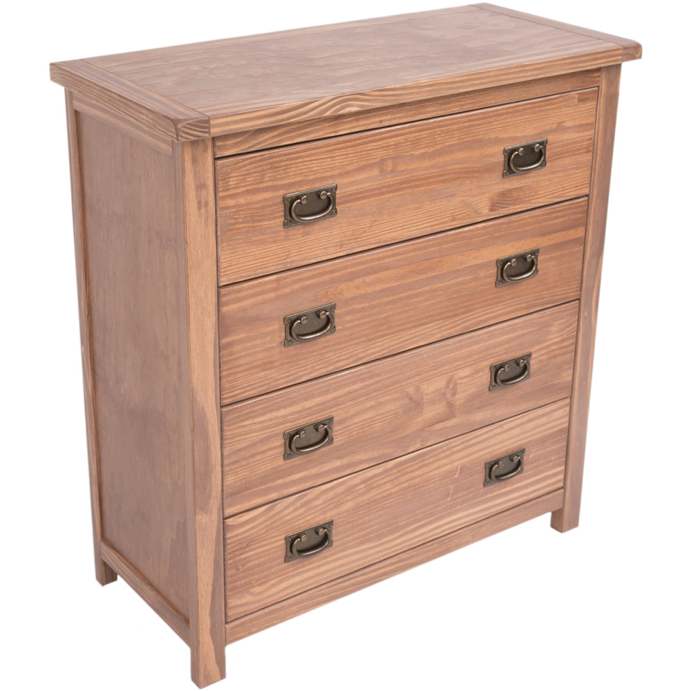Padua 4 Drawer Light Brown Chest of Drawers with Brass Drop Handles Image 5