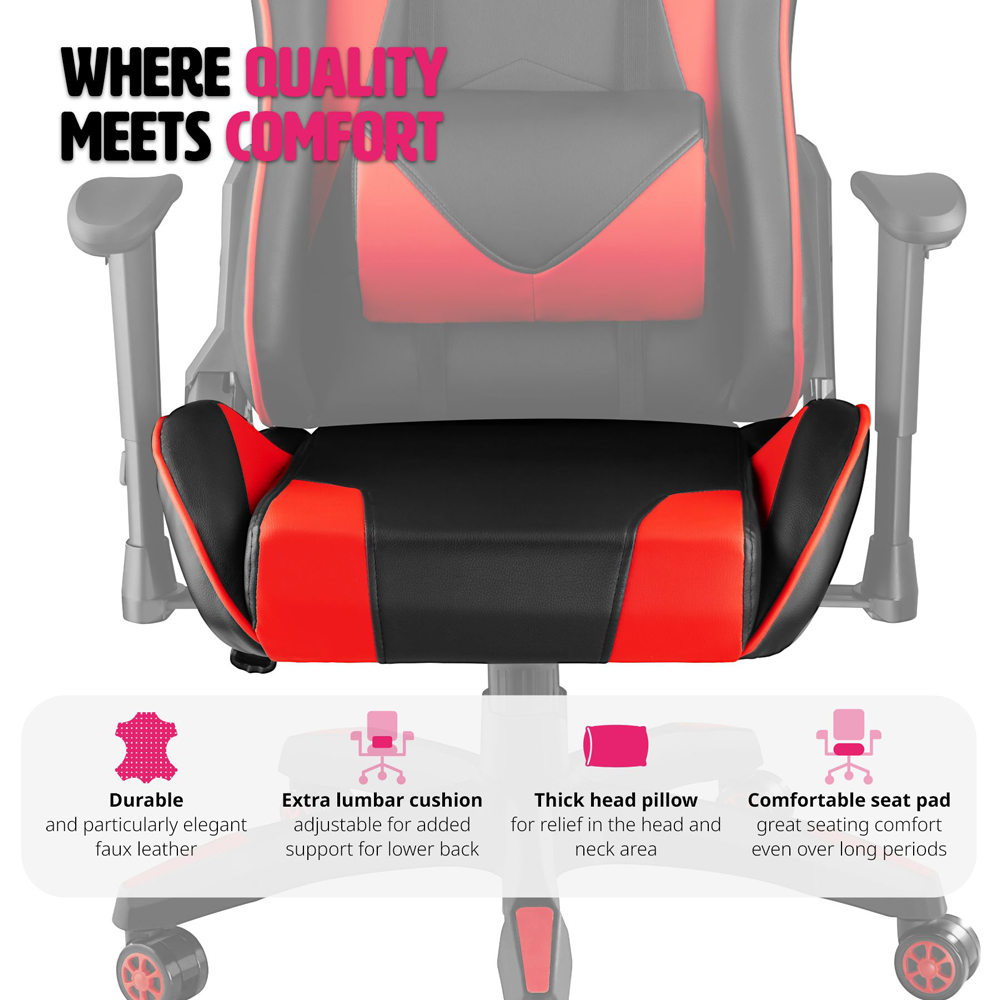 tectake Stealth Black and Red Gaming Chair Image 8