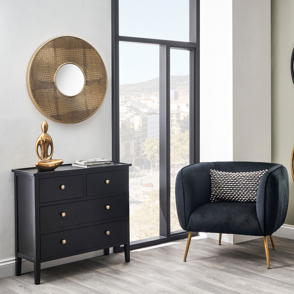 Pacific Lifestyle Chelmsford 4 Drawer Satin Black Pine Wood Chest of Drawers Image 5