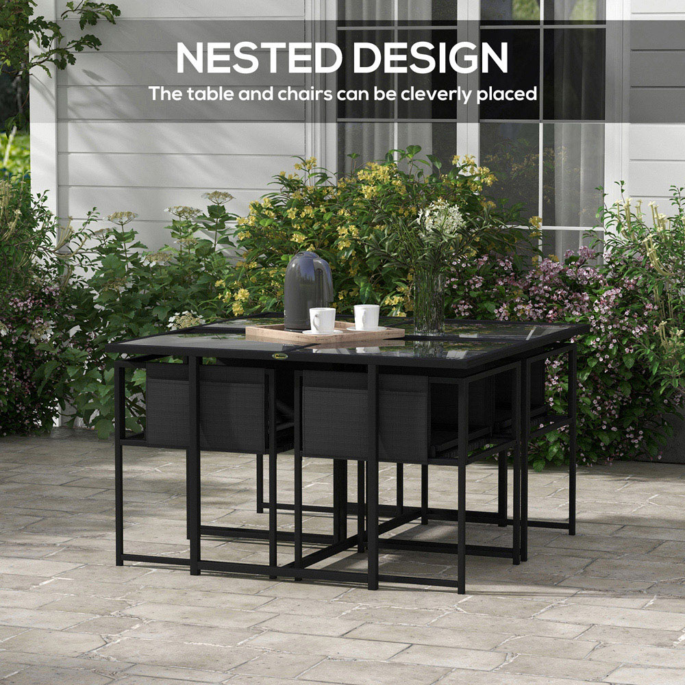 Outsunny 4 Seater Black Garden Dining Set Image 4