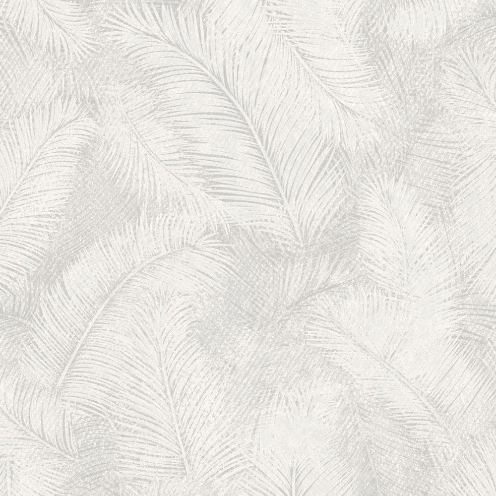 Grandeco Happy Leaf White Wallpaper Image 1