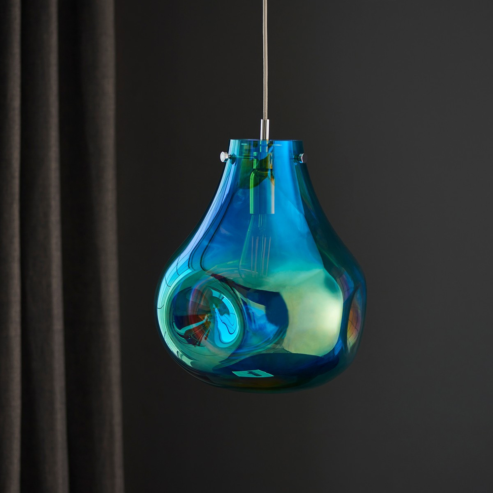 Merano Perugia Metallic Glass Petrol Pendant Ceiling Lamp Image 7