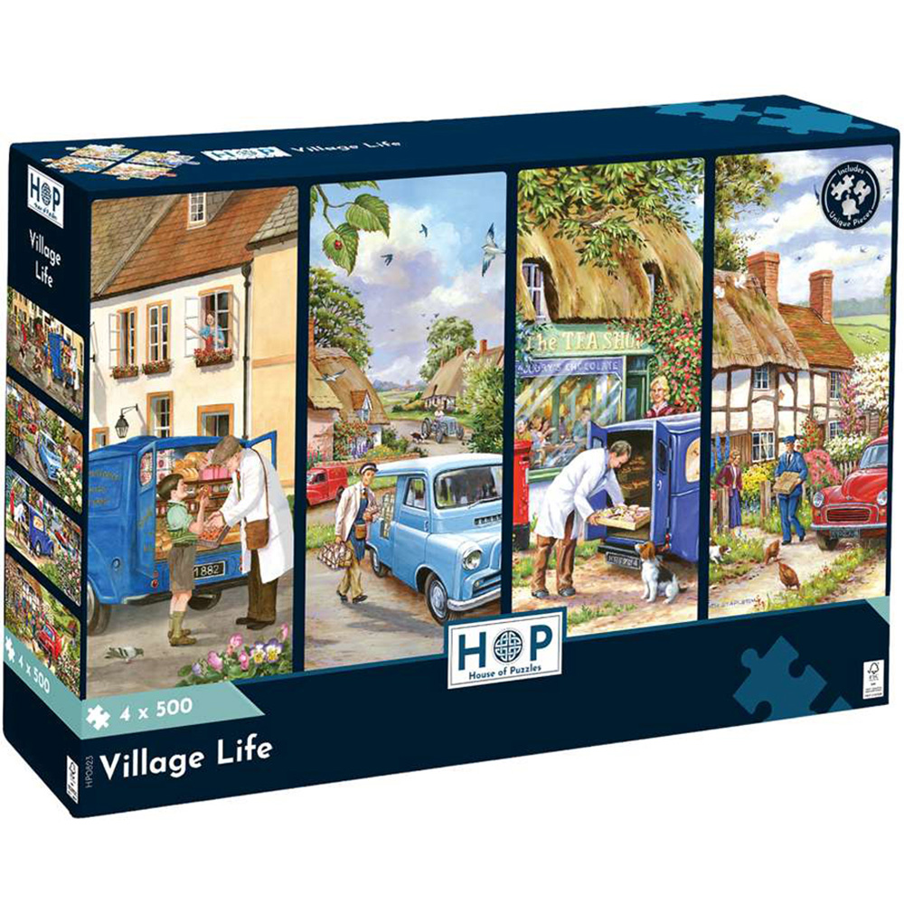 The House of Puzzles Village Life 500 Piece Jigsaw Puzzle 4 Pack Image 2