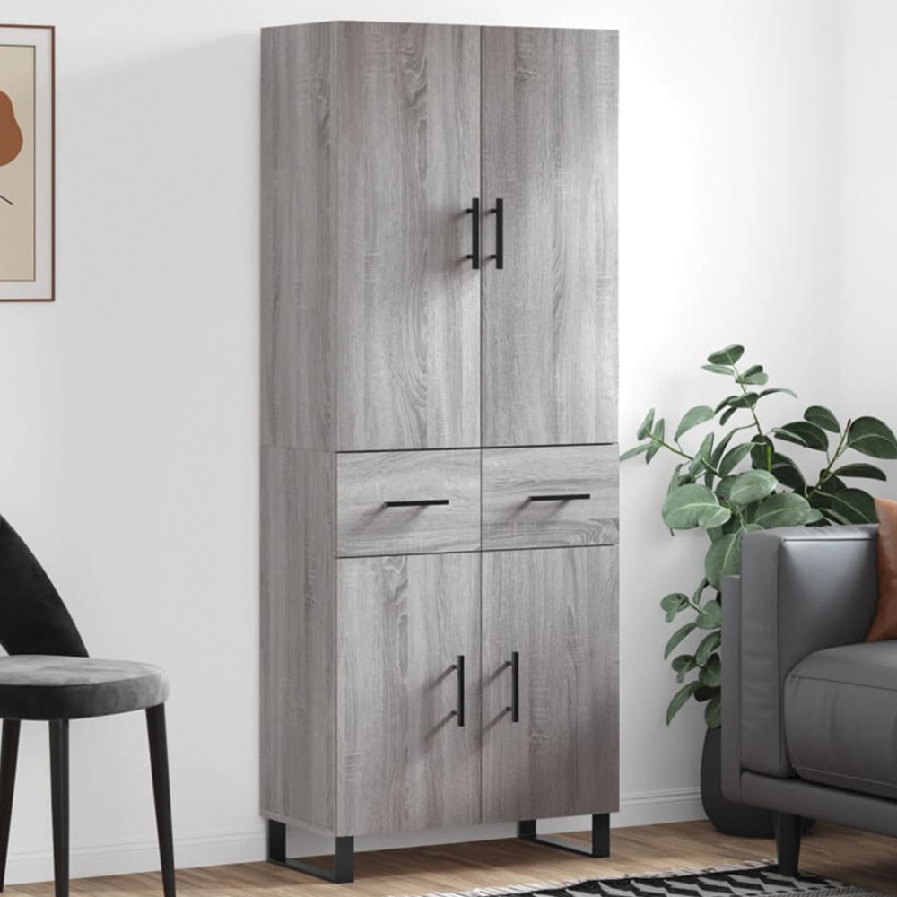 vidaXL 4 Drawer Grey Highboard Image
