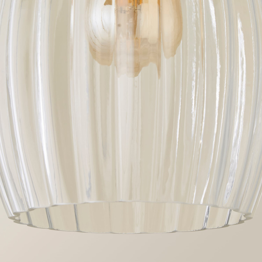 ValueLights Cheltenham Ribbed Glass Easy Fit Pendant Shade Image 3