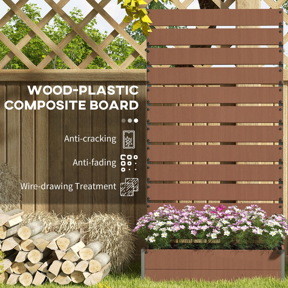 Outsunny Light Brown Raised Garden Bed Trellis Planter Image 5