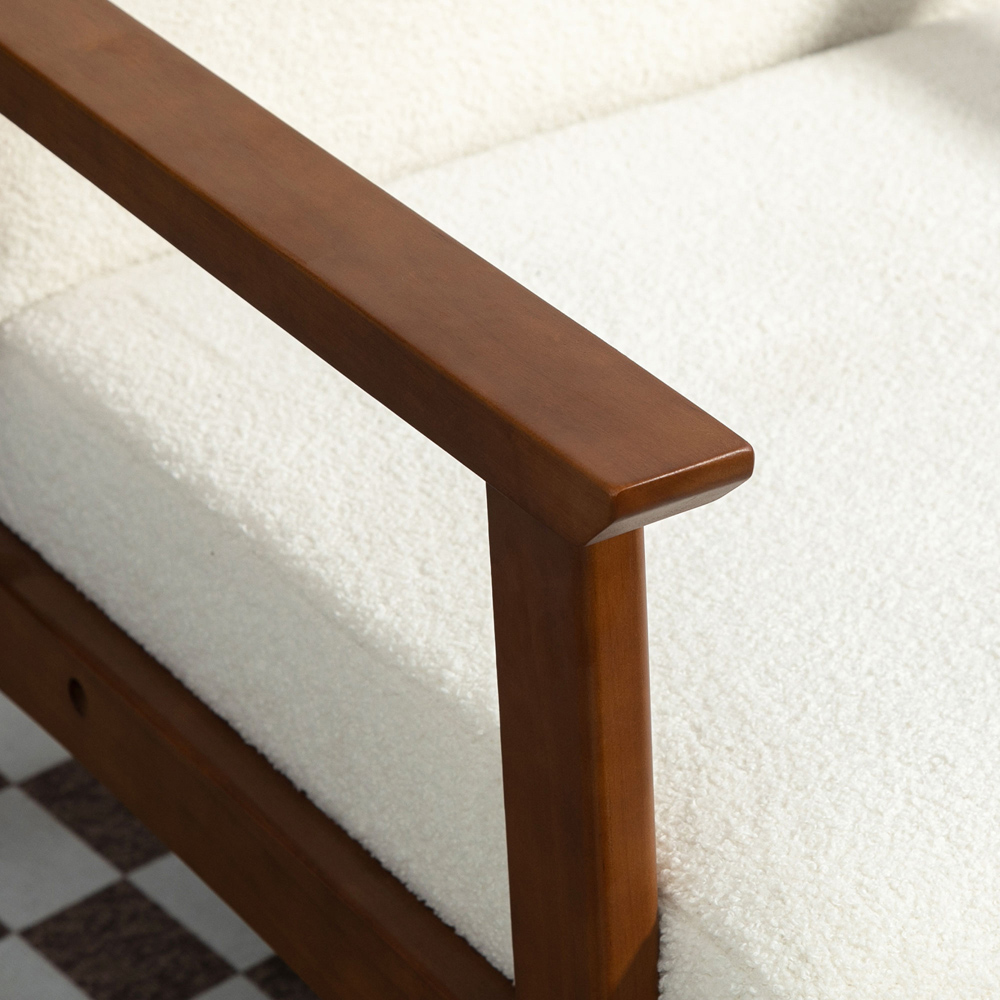 HOMCOM White Boucle Accent Armchair Image 3