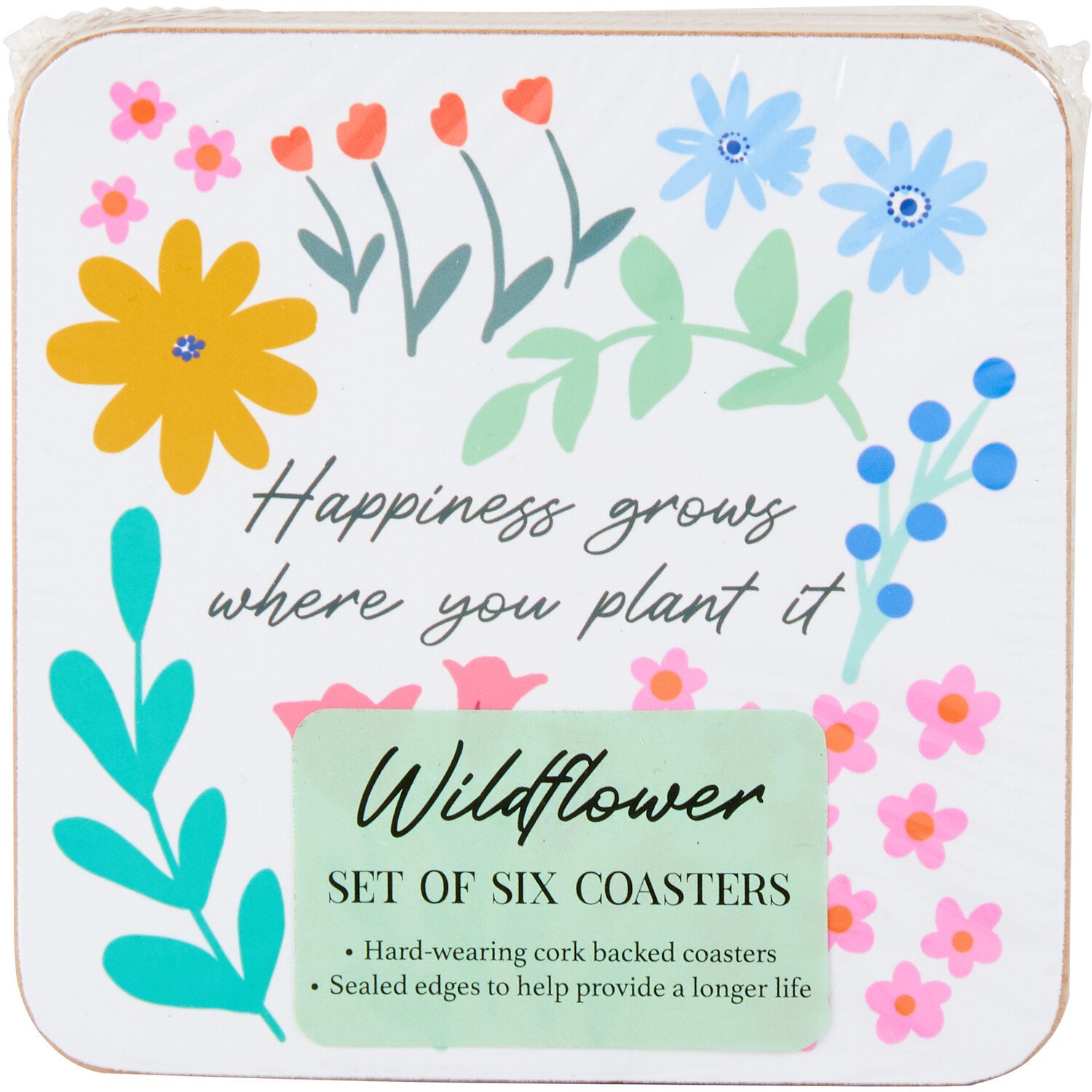 Set of 6 Wildflower Coasters - White Image 1