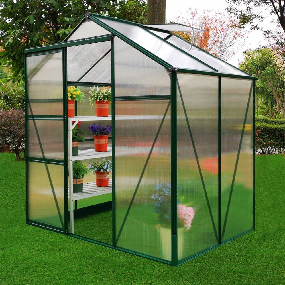 MonsterShop Green 6 x 4ft Polycarbonate Greenhouse Image 2