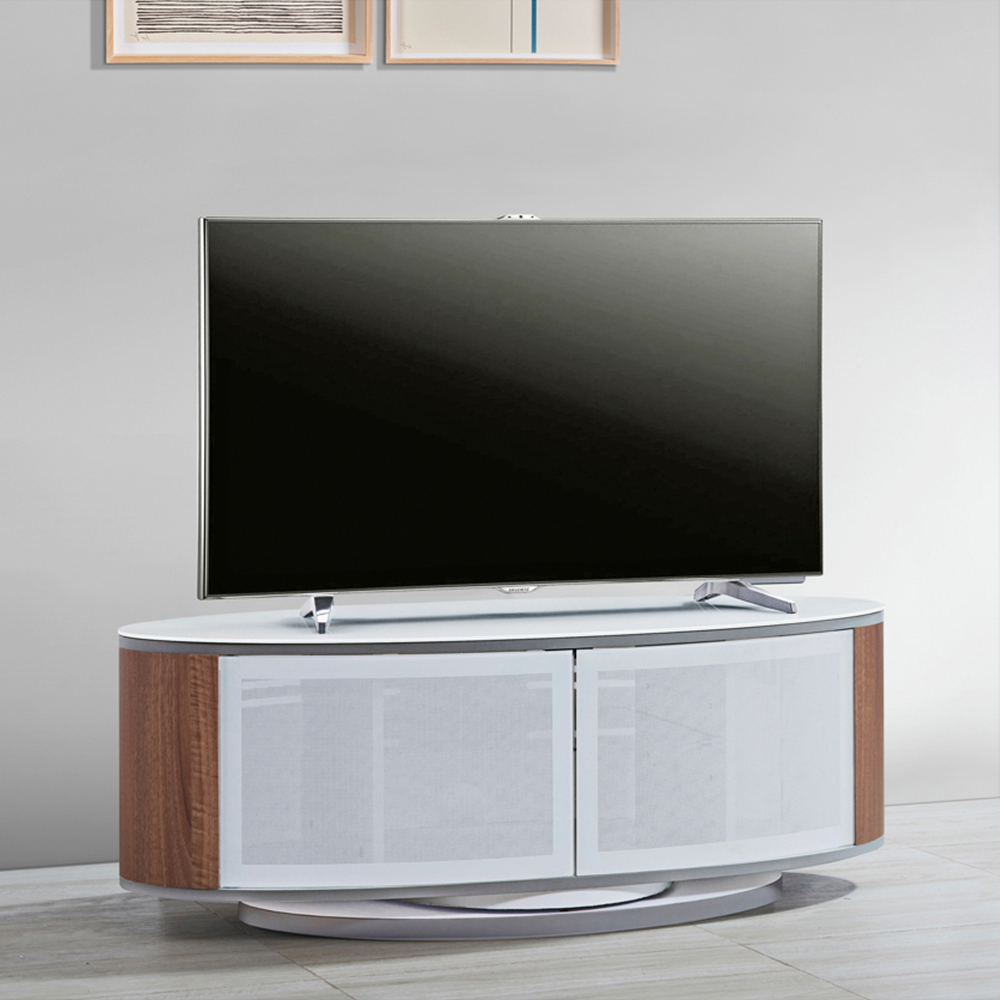 MDA Designs Luna 2 Door White and Walnut TV Cabinet Image 6